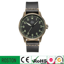 Banda de couro Sport Watch com capa preta para homens